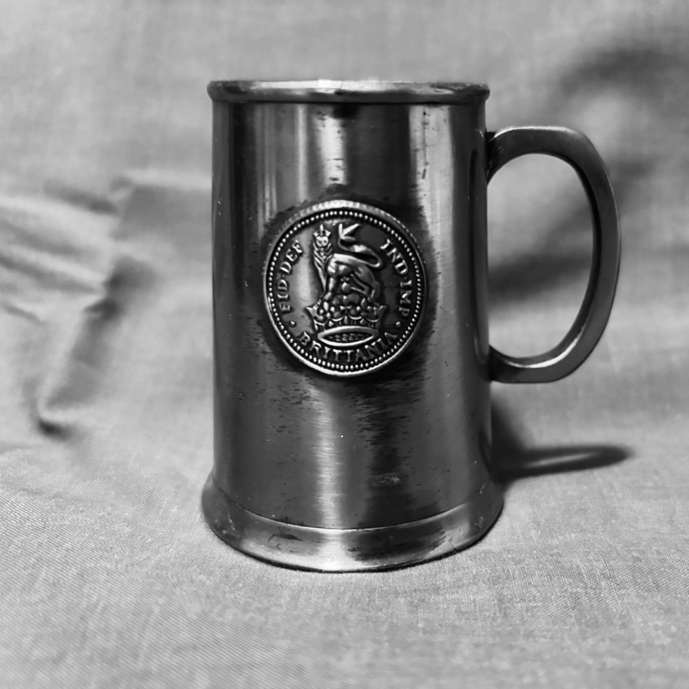 Estate, vintage miniature Pewter Mug Britannia Emblem Pre Owned VG condition